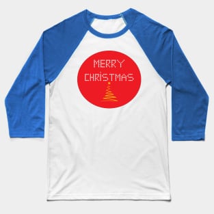 Stylized Christmas tree inside a red circle Baseball T-Shirt